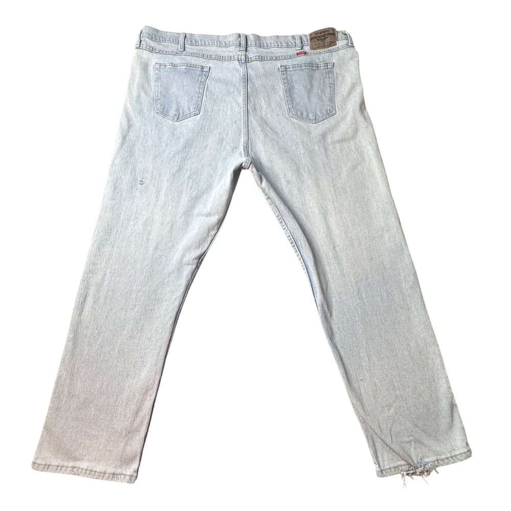 Wrangler Jeans Mens 46x30 Light Wash Straight Leg Denim Stretch Blue 97FPVVB - Picture 2 of 9